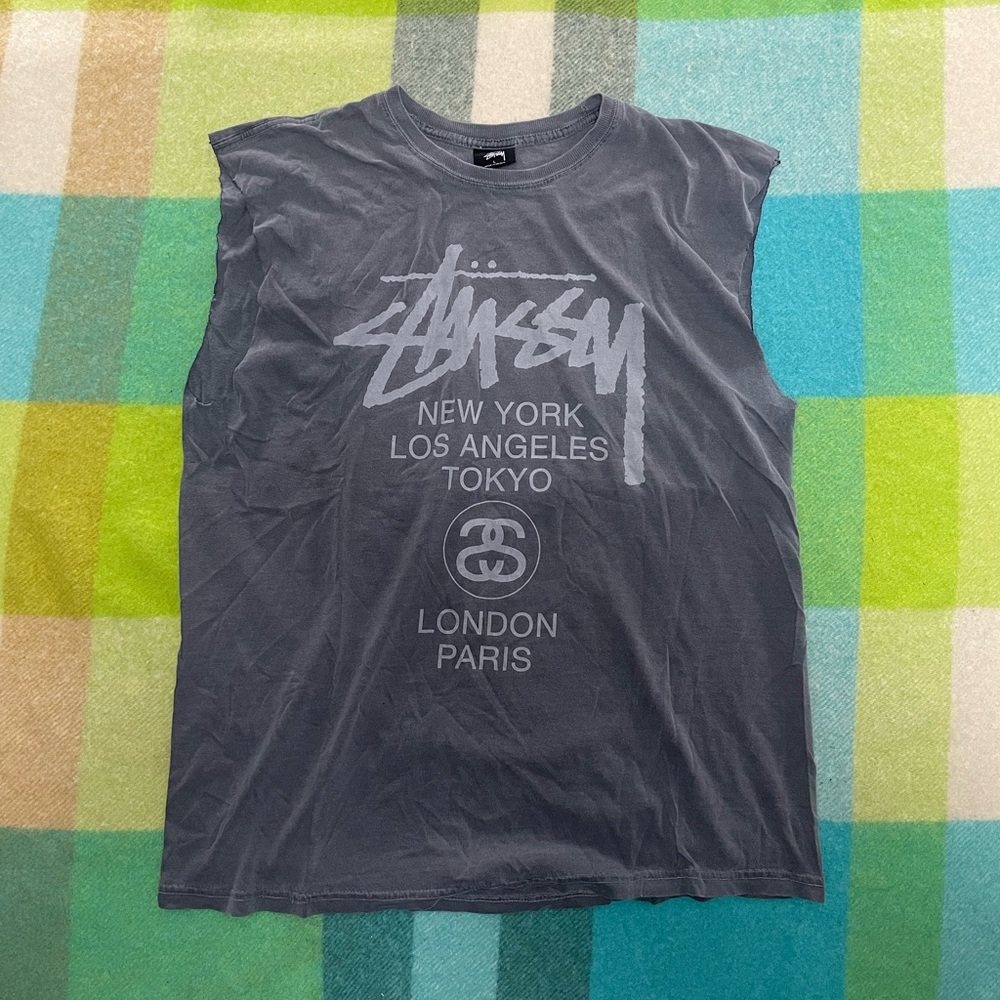 Stussy Faded Grey Cut Off Tee